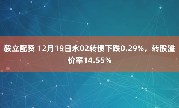 毅立配资 12月19日永02转债下跌0.29%，转股溢价率14.55%
