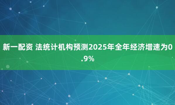 新一配资 法统计机构预测2025年全年经济增速为0.9%